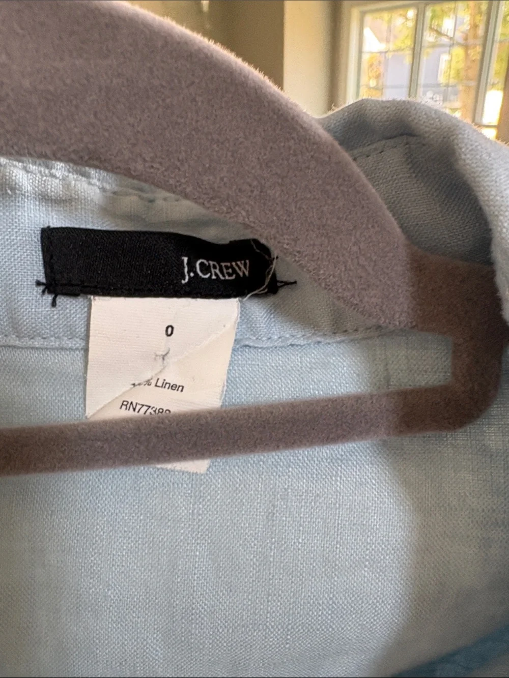 J. Crew Pale Blue Button-Up Linen Blouse